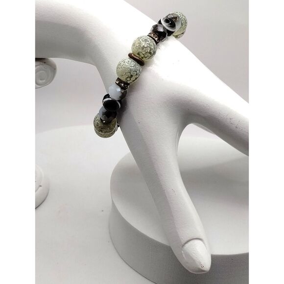 Vintage Natural Stone, Glass Beads, Mixed Medium Bracelet, Necklaces, 5 pieces - Picture 9 of 9